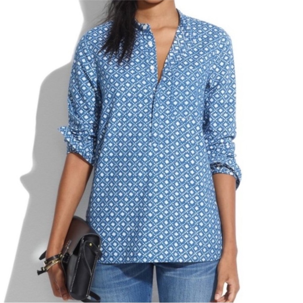 NWT Madewell Women’s Chambray Denim Printed Shirt